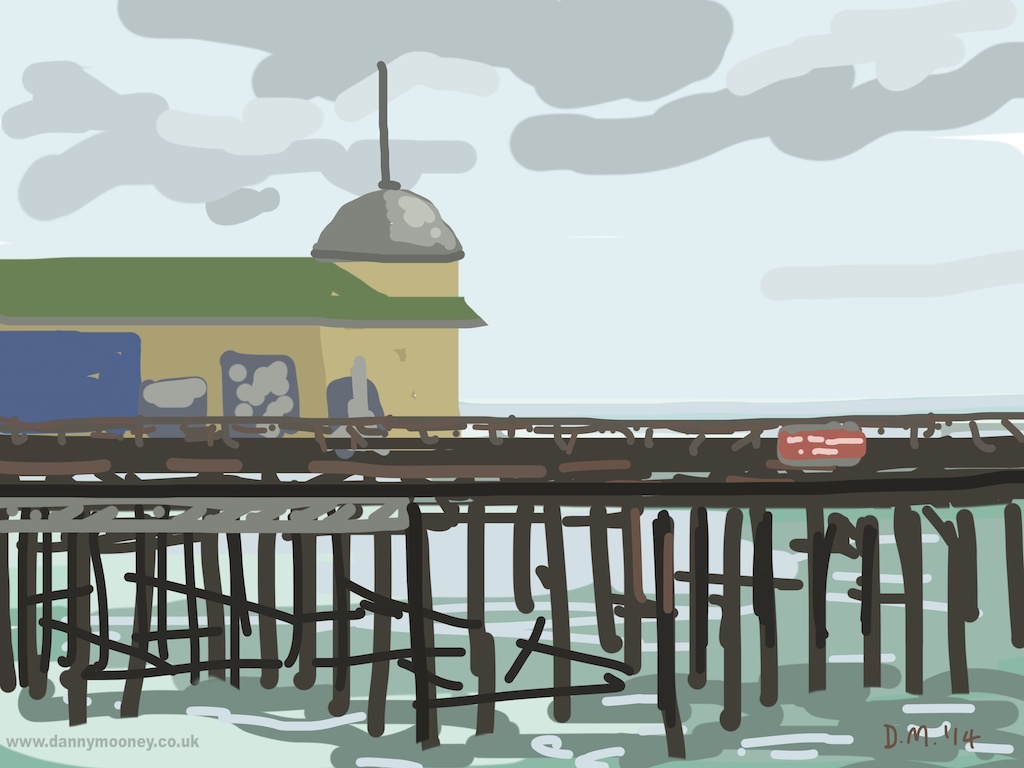 Danny Mooney 'Morning, Hastings Pier, 21/7/2014' iPad drawing #APAD